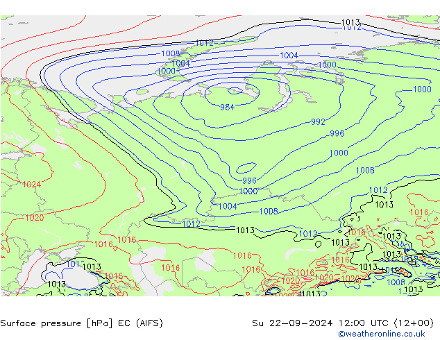 Yer basıncı EC (AIFS) Paz 22.09.2024 12 UTC