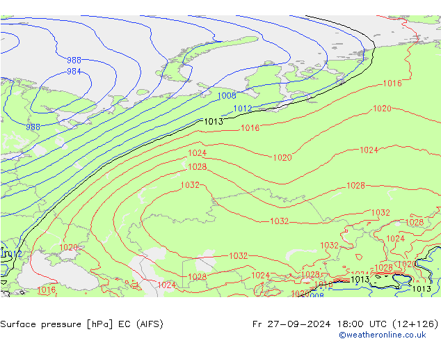 Bodendruck EC (AIFS) Fr 27.09.2024 18 UTC