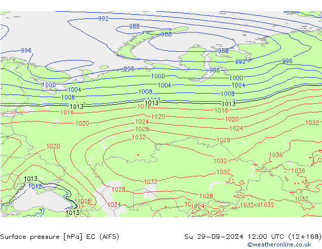 приземное давление EC (AIFS) Вс 29.09.2024 12 UTC