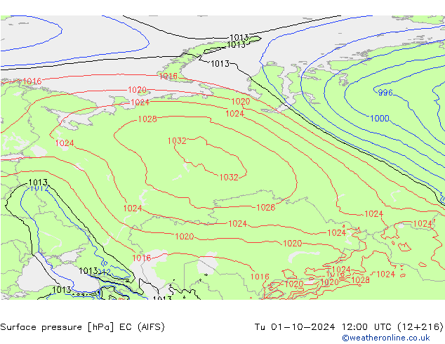 Surface pressure EC (AIFS) Tu 01.10.2024 12 UTC