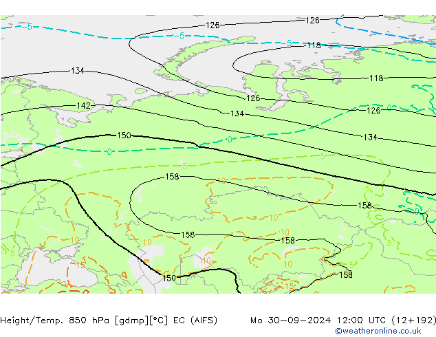 Height/Temp. 850 hPa EC (AIFS) Mo 30.09.2024 12 UTC