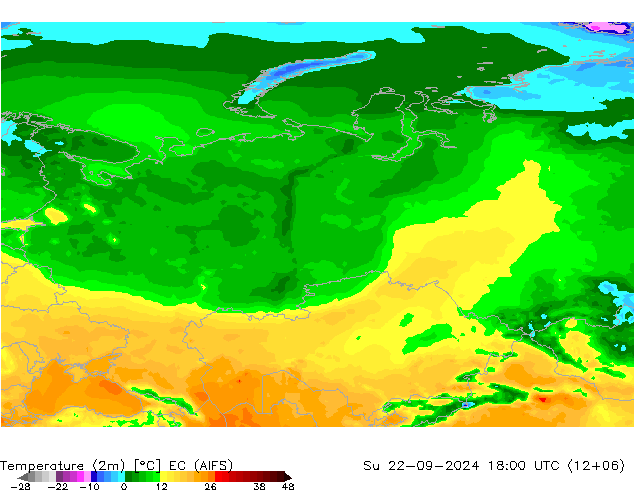 Temperature (2m) EC (AIFS) Ne 22.09.2024 18 UTC