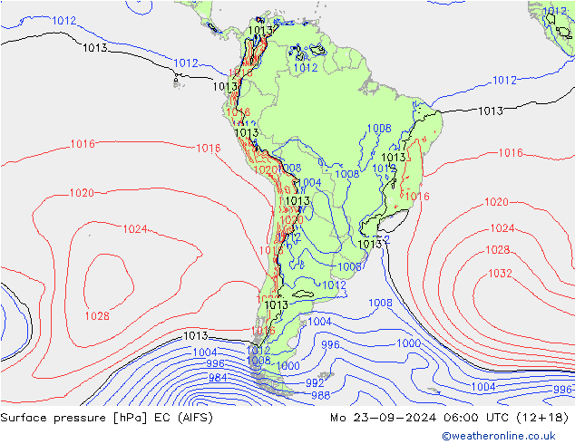 Atmosférický tlak EC (AIFS) Po 23.09.2024 06 UTC