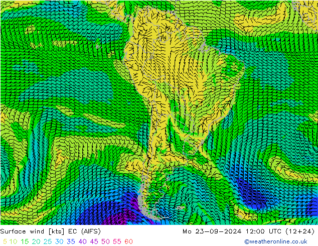 Surface wind EC (AIFS) Mo 23.09.2024 12 UTC