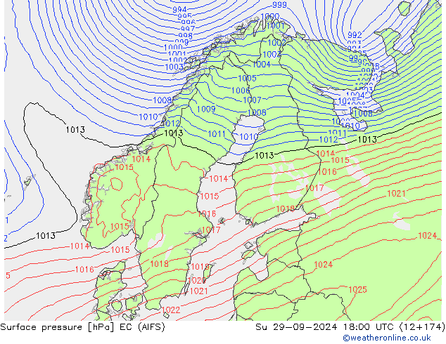 приземное давление EC (AIFS) Вс 29.09.2024 18 UTC