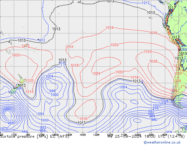 Pressione al suolo EC (AIFS) mer 25.09.2024 18 UTC