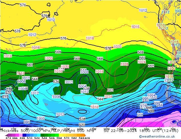 Thck 500-1000hPa EC (AIFS)  22.09.2024 18 UTC