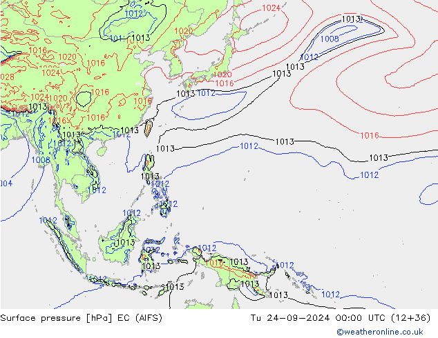 Presión superficial EC (AIFS) mar 24.09.2024 00 UTC