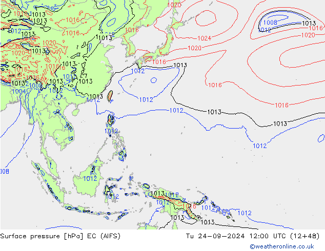 Surface pressure EC (AIFS) Tu 24.09.2024 12 UTC