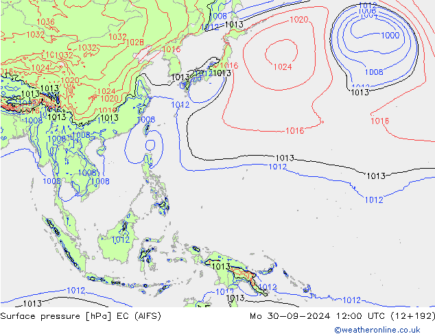 Surface pressure EC (AIFS) Mo 30.09.2024 12 UTC