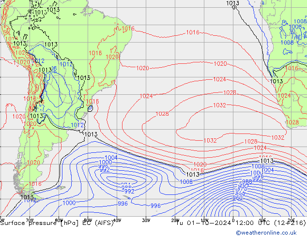 Pressione al suolo EC (AIFS) mar 01.10.2024 12 UTC