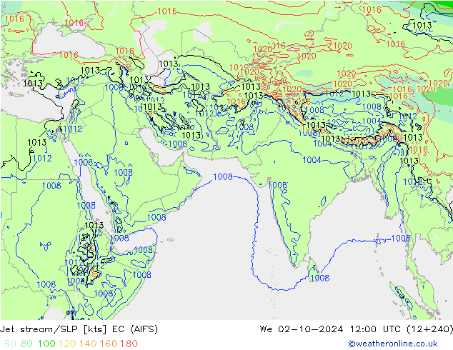 Jet stream/SLP EC (AIFS) We 02.10.2024 12 UTC