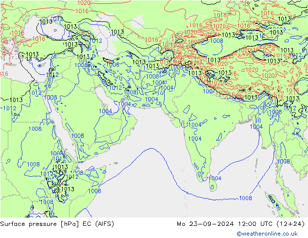 地面气压 EC (AIFS) 星期一 23.09.2024 12 UTC