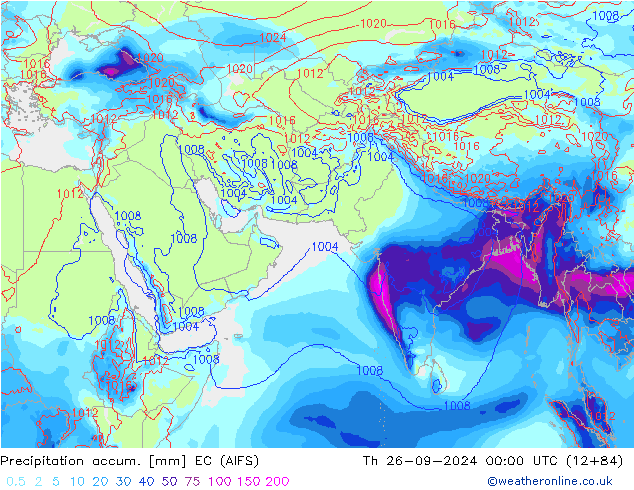 Totale neerslag EC (AIFS) do 26.09.2024 00 UTC