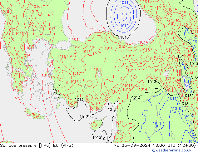 Surface pressure EC (AIFS) Mo 23.09.2024 18 UTC