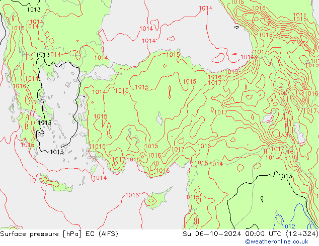 Atmosférický tlak EC (AIFS) Ne 06.10.2024 00 UTC