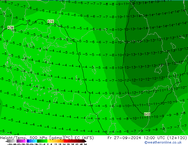 Height/Temp. 500 hPa EC (AIFS) ven 27.09.2024 12 UTC