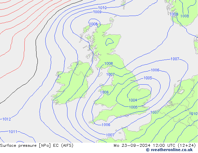 Surface pressure EC (AIFS) Mo 23.09.2024 12 UTC