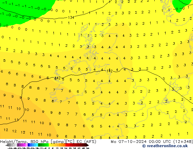 Height/Temp. 850 hPa EC (AIFS) Mo 07.10.2024 00 UTC