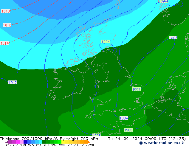 Schichtdicke 700-1000 hPa EC (AIFS) Di 24.09.2024 00 UTC