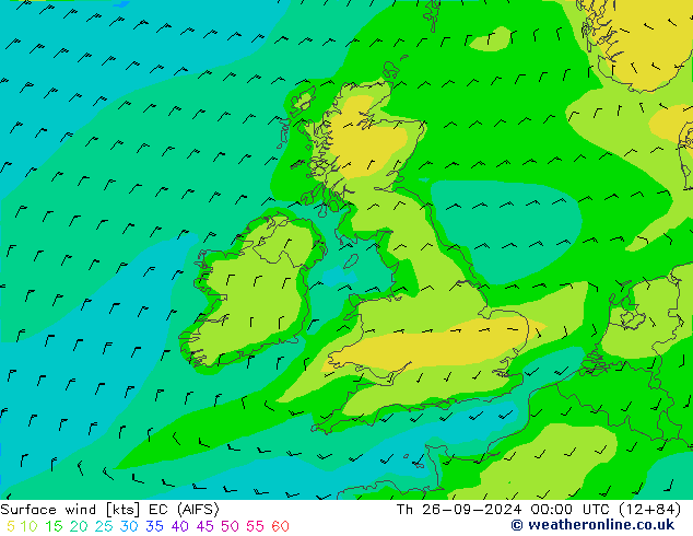 ветер 10 m EC (AIFS) чт 26.09.2024 00 UTC