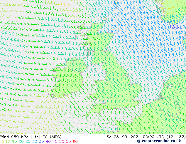 Vent 950 hPa EC (AIFS) sam 28.09.2024 00 UTC