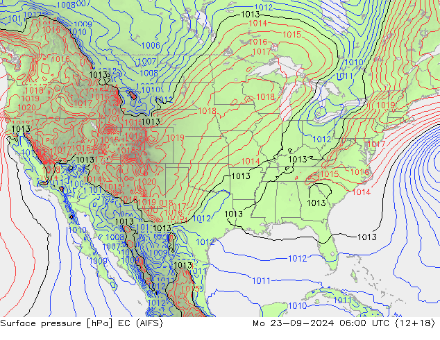 Atmosférický tlak EC (AIFS) Po 23.09.2024 06 UTC