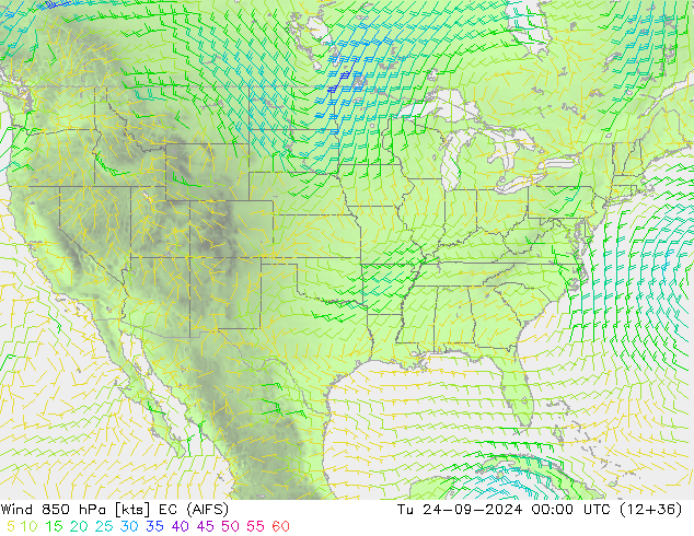 Wind 850 hPa EC (AIFS) Di 24.09.2024 00 UTC