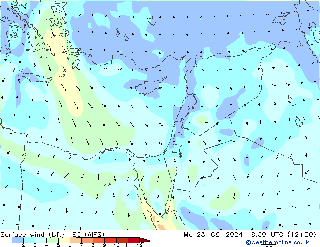  10 m (bft) EC (AIFS)  23.09.2024 18 UTC