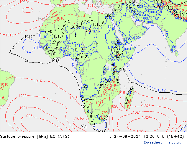 Pressione al suolo EC (AIFS) mar 24.09.2024 12 UTC