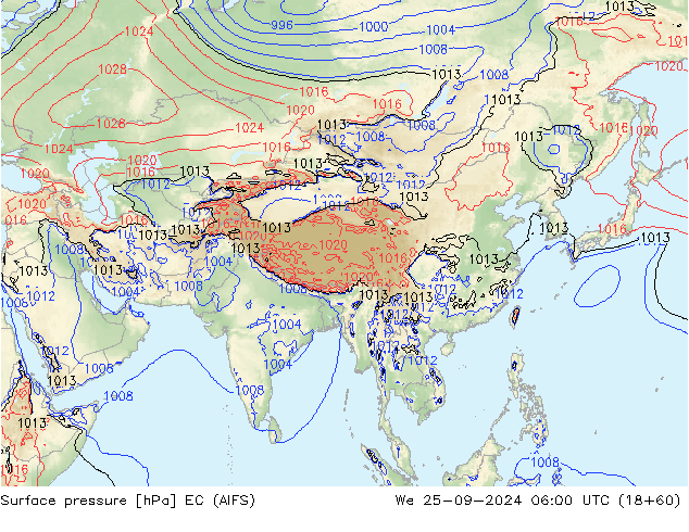 Surface pressure EC (AIFS) We 25.09.2024 06 UTC