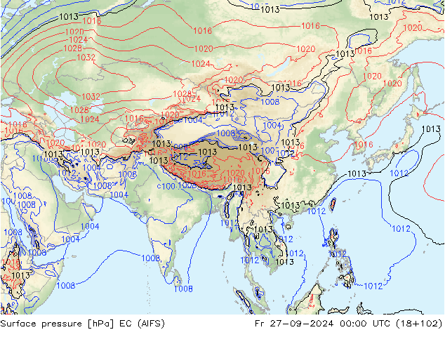 Surface pressure EC (AIFS) Fr 27.09.2024 00 UTC