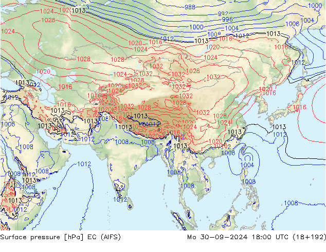 Surface pressure EC (AIFS) Mo 30.09.2024 18 UTC