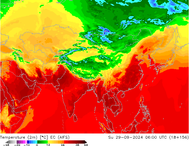 température (2m) EC (AIFS) dim 29.09.2024 06 UTC