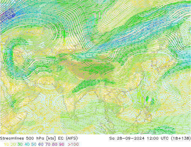 Stroomlijn 500 hPa EC (AIFS) za 28.09.2024 12 UTC