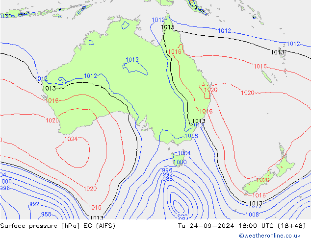 Surface pressure EC (AIFS) Tu 24.09.2024 18 UTC