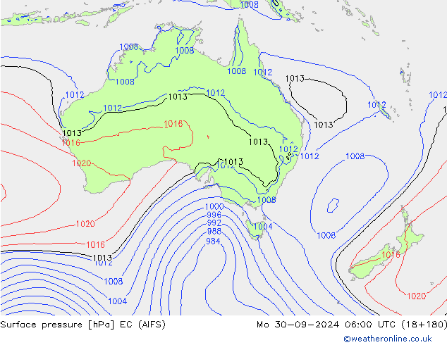 Atmosférický tlak EC (AIFS) Po 30.09.2024 06 UTC