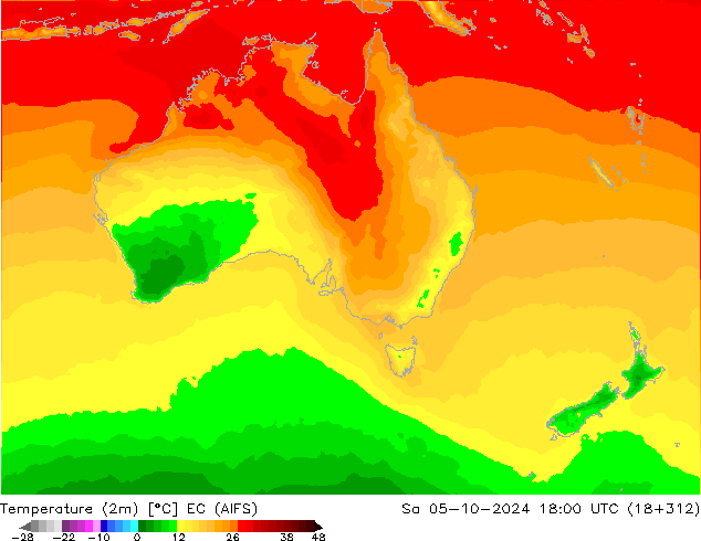 Temperatura (2m) EC (AIFS) sáb 05.10.2024 18 UTC