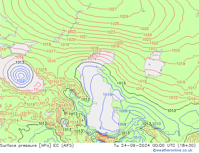 Atmosférický tlak EC (AIFS) Út 24.09.2024 00 UTC