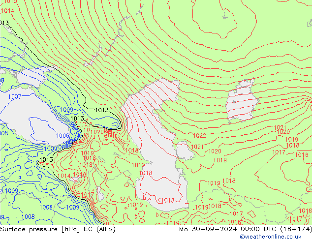 Atmosférický tlak EC (AIFS) Po 30.09.2024 00 UTC