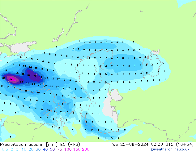 Precipitation accum. EC (AIFS) We 25.09.2024 00 UTC