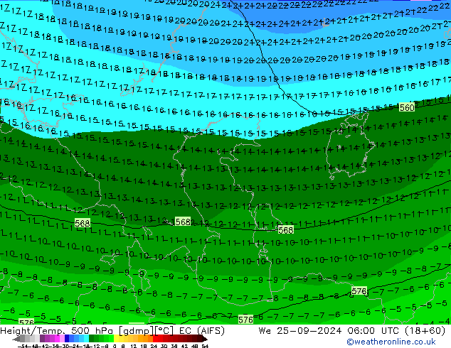 Height/Temp. 500 hPa EC (AIFS) We 25.09.2024 06 UTC