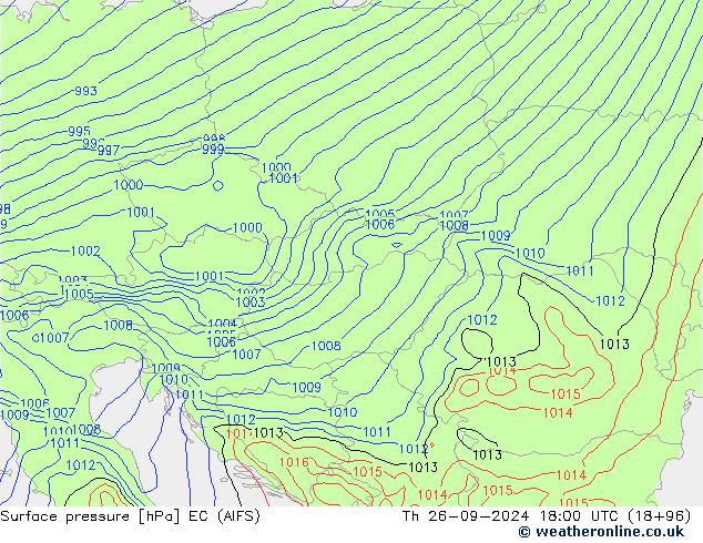 Yer basıncı EC (AIFS) Per 26.09.2024 18 UTC