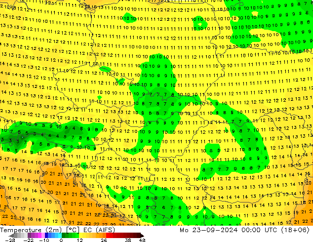 Temperatura (2m) EC (AIFS) lun 23.09.2024 00 UTC