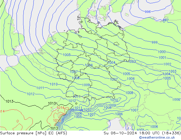 Pressione al suolo EC (AIFS) dom 06.10.2024 18 UTC