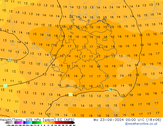 Height/Temp. 925 hPa EC (AIFS) Seg 23.09.2024 00 UTC