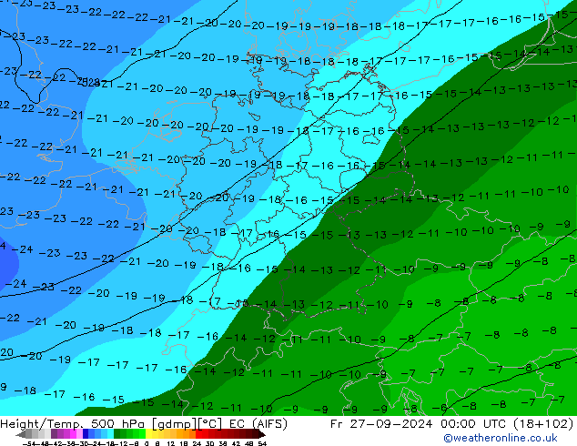 Géop./Temp. 500 hPa EC (AIFS) ven 27.09.2024 00 UTC