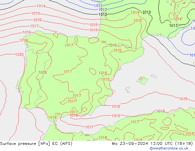 Surface pressure EC (AIFS) Mo 23.09.2024 12 UTC