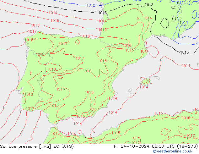 Surface pressure EC (AIFS) Fr 04.10.2024 06 UTC