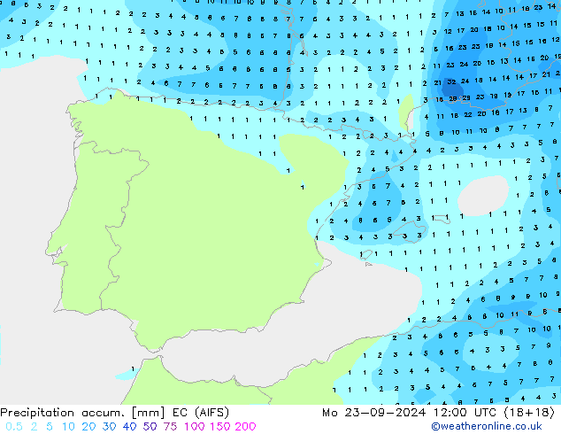 Nied. akkumuliert EC (AIFS) Mo 23.09.2024 12 UTC